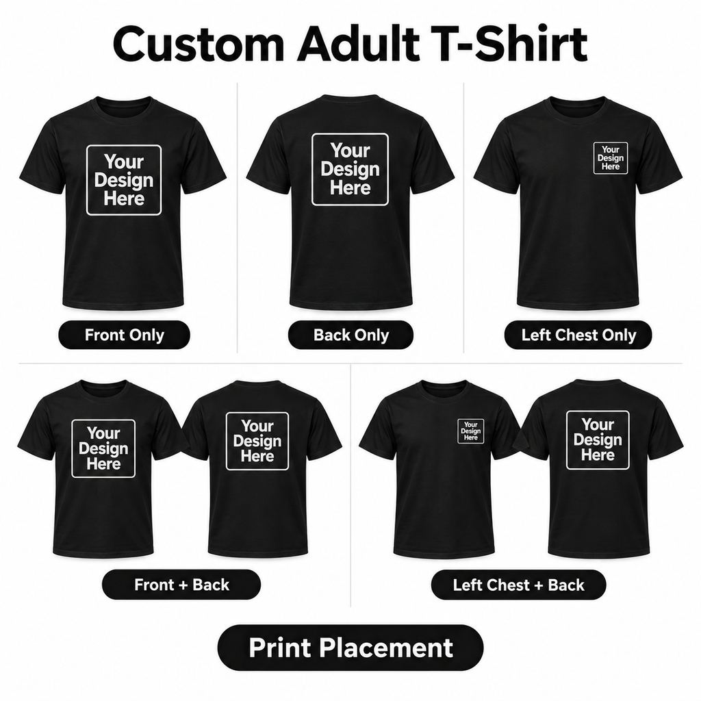 Custom Adult T-Shirt print placement guide