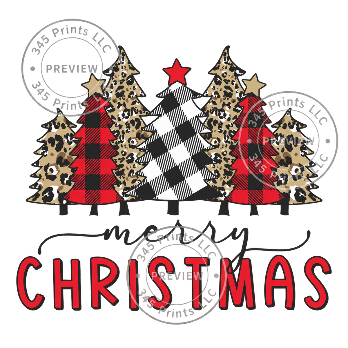 Merry Christmas – Plaid and Leopard Trees — watermarked preview