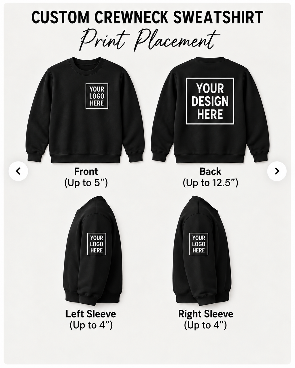 Custom Crewneck Sweatshirt print placement guide