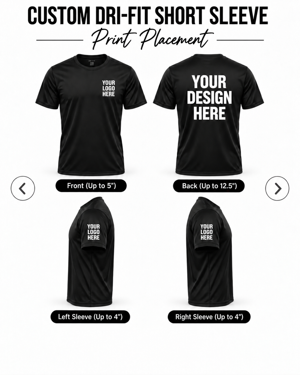 Custom Dri-Fit Long Sleeve print placement guide