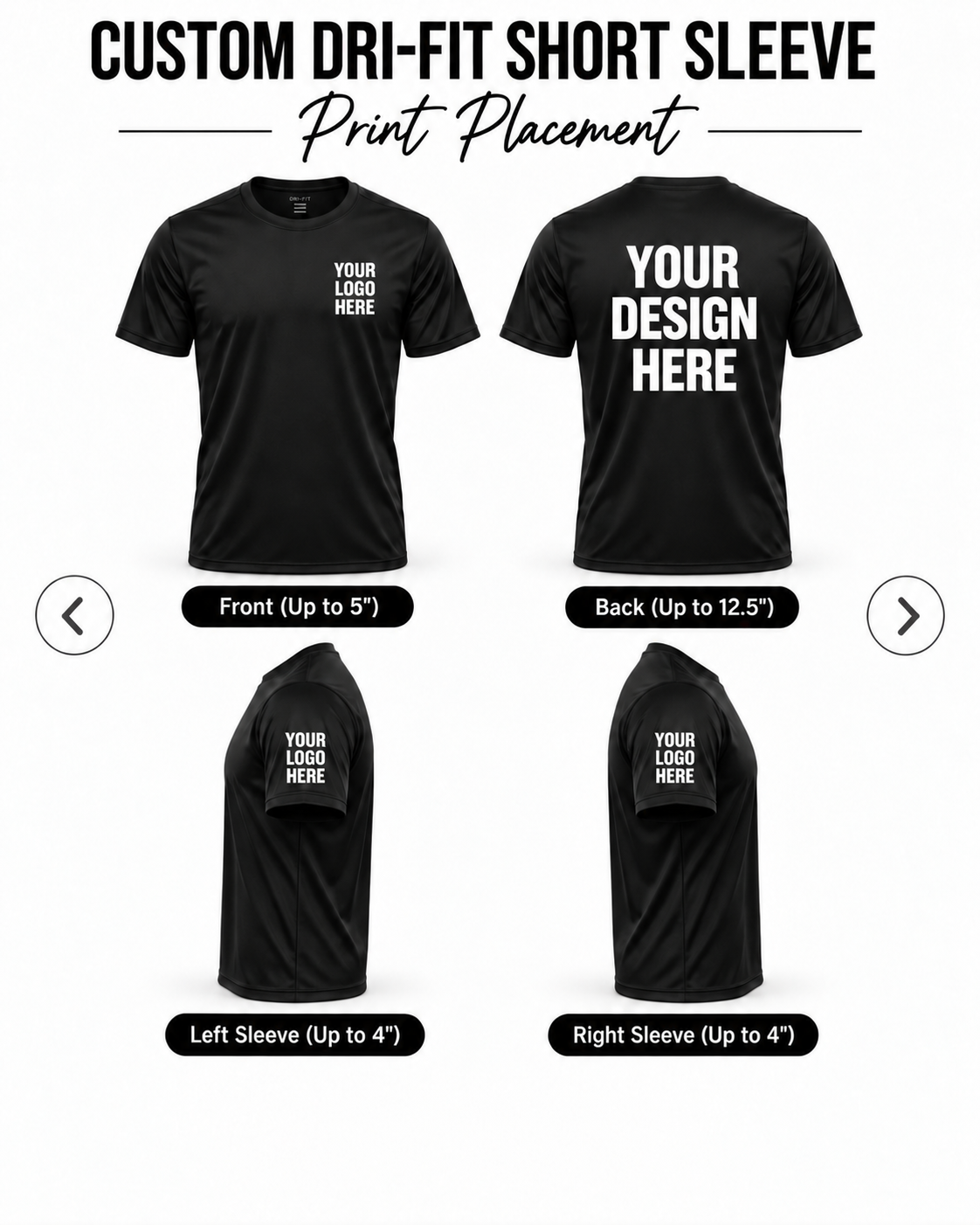 Custom Dri-Fit Long Sleeve print placement guide
