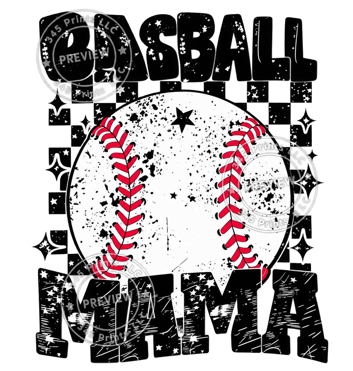 Baseball Mama – Checkered — watermarked preview