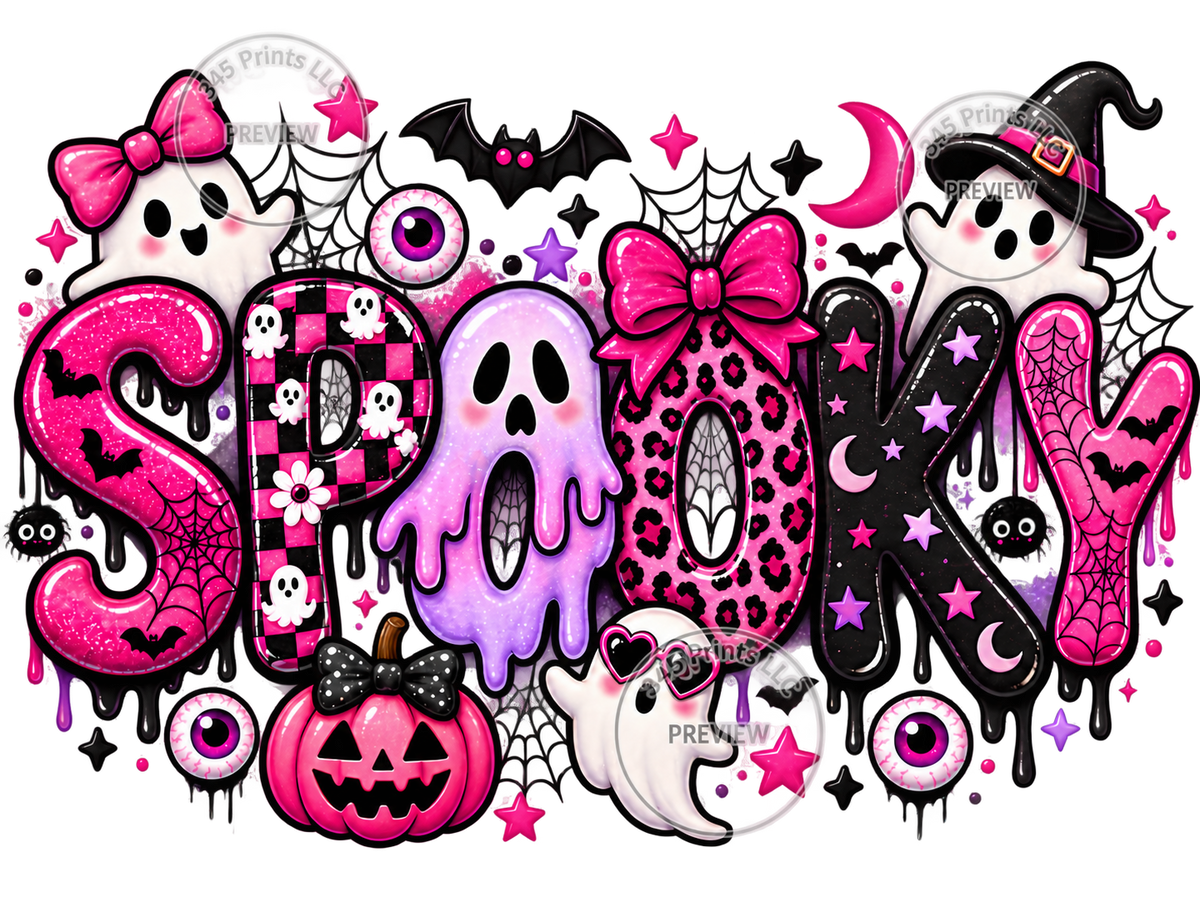 Pink Spooky Ghosts — watermarked preview