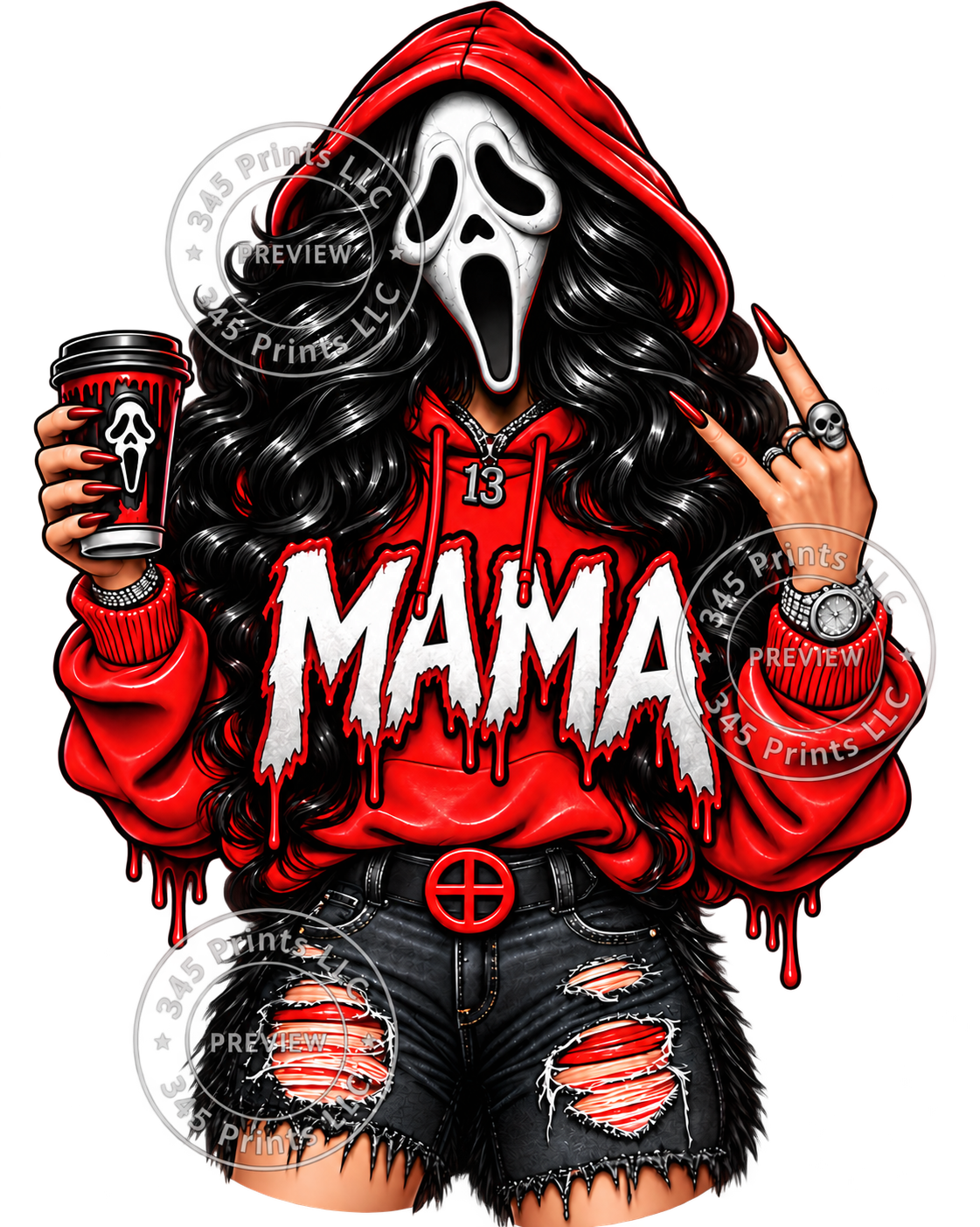 Spooky Mama – Red Hoodie — watermarked preview