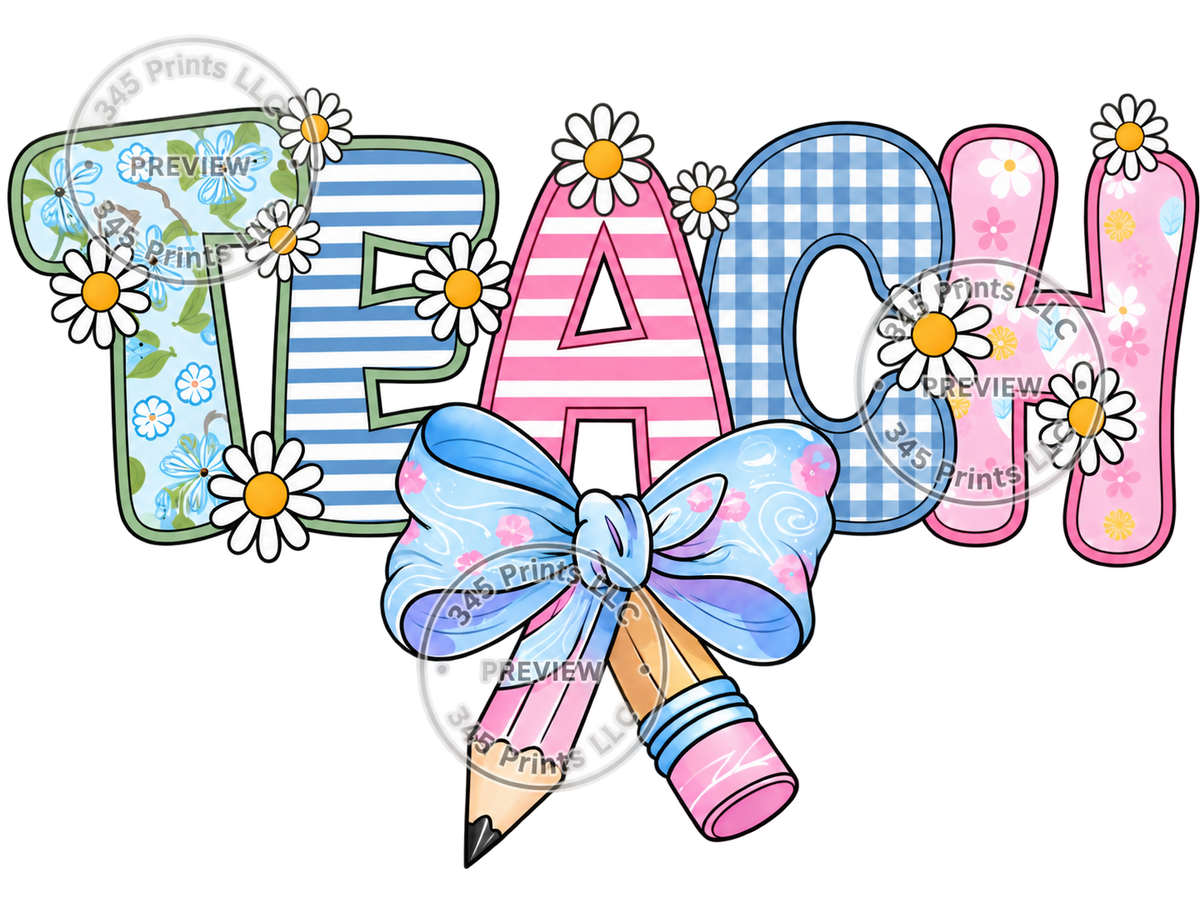 Teach – Pastel Pencil Bow — watermarked preview
