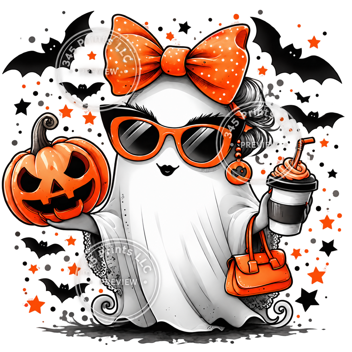 Sassy Ghost – Pumpkin and Coffee — watermarked preview