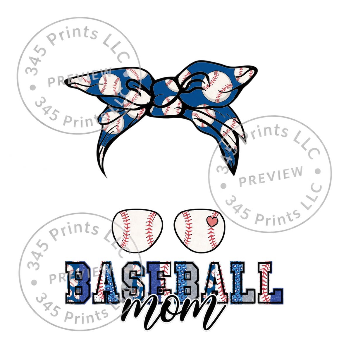 Watermarked preview – Baseball Mom – Messy Bun