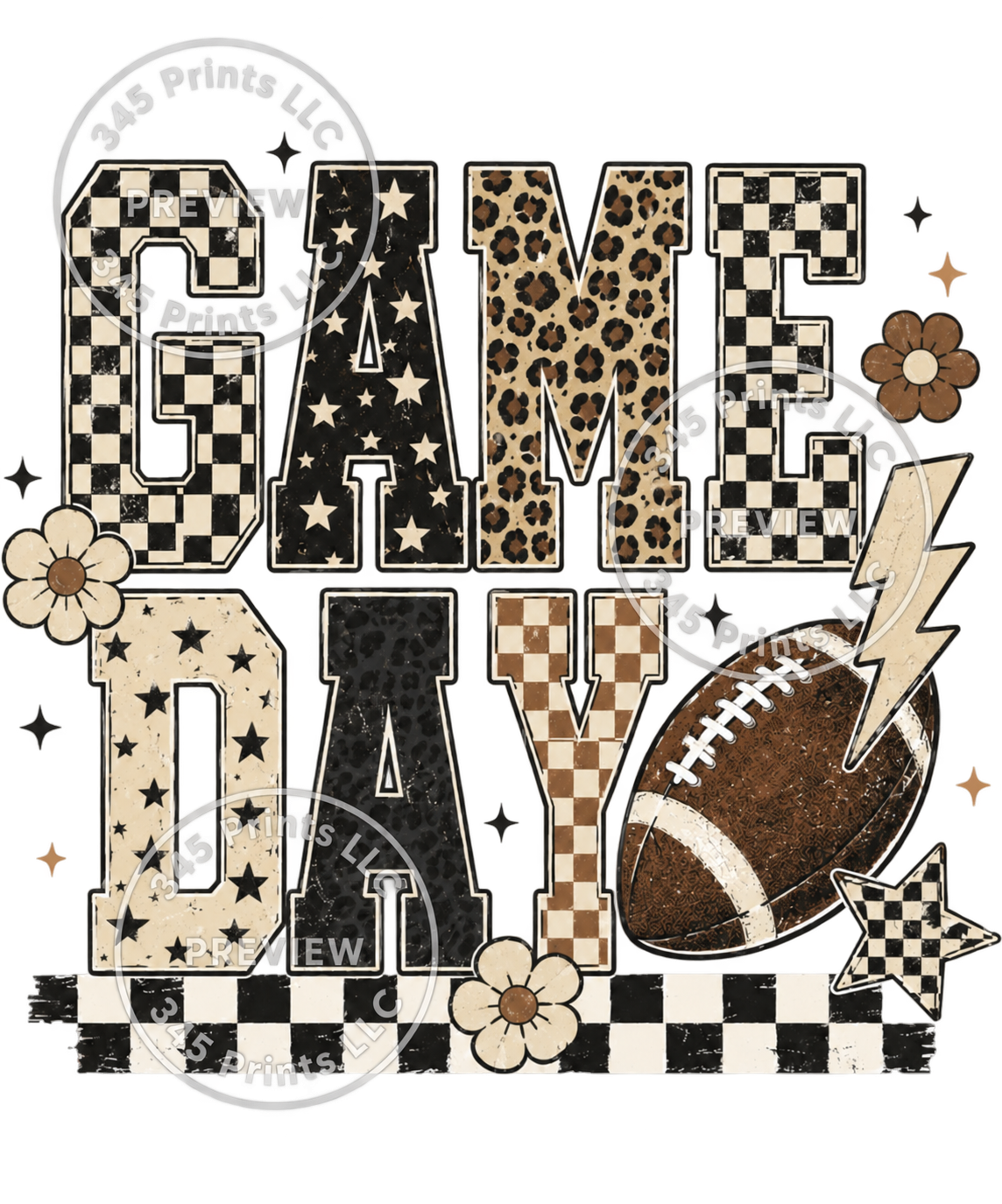 Watermarked preview – Game Day Football – Checkered Leopard