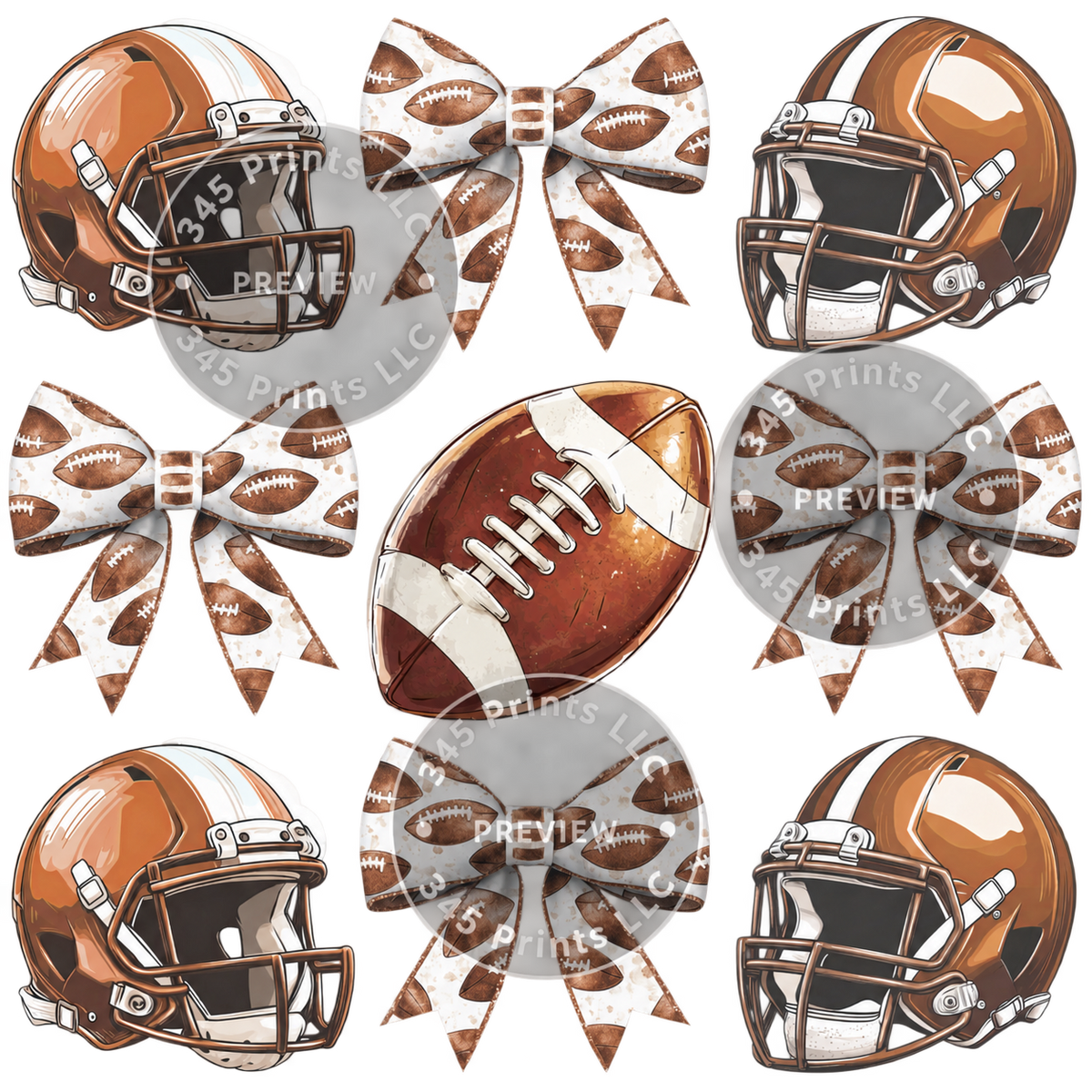 Football Helmets and Bows — watermarked preview