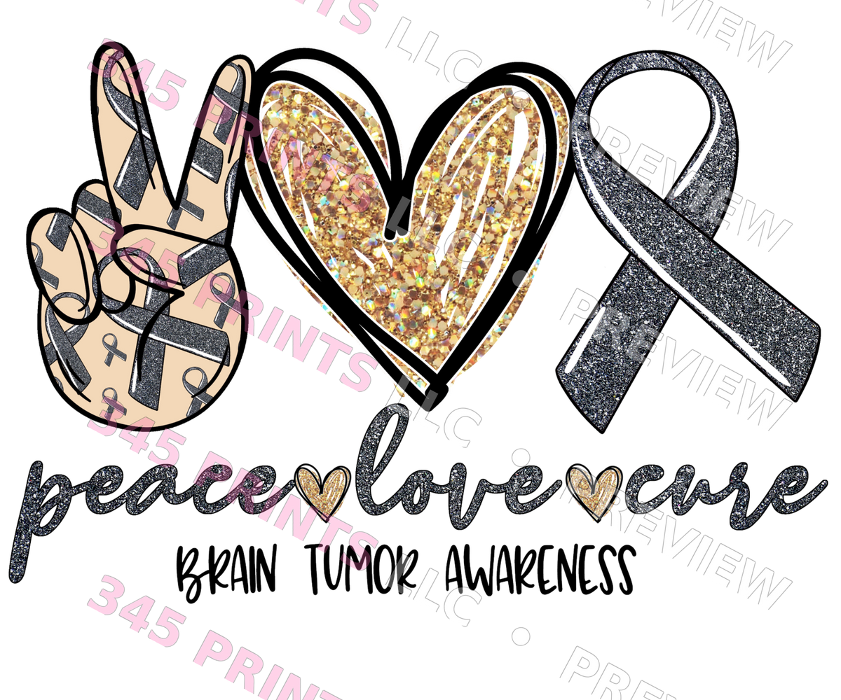 Watermarked preview - Peace Love Cure – Brain Tumor Awareness Transfer